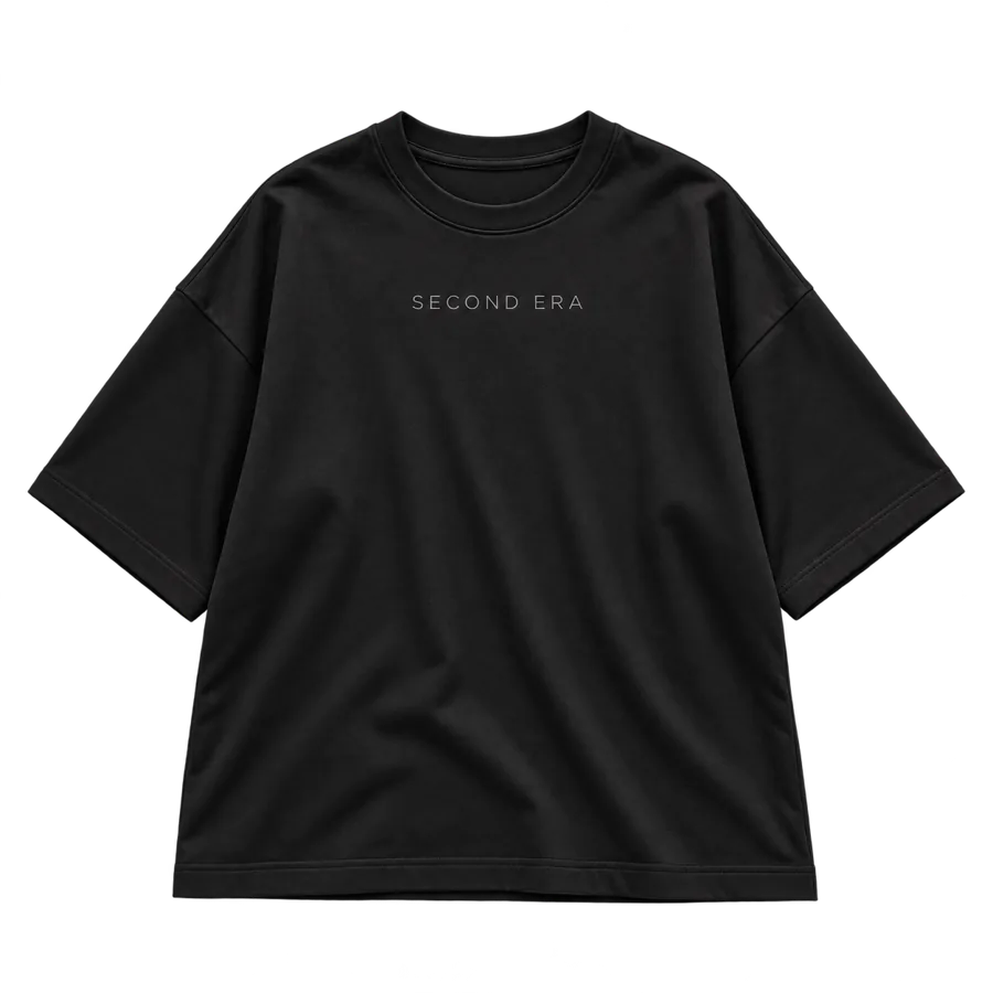 Open Tee in Soft Black, flat